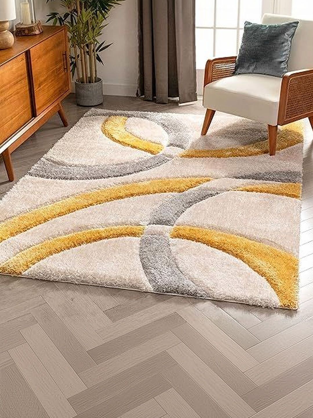 ZAMZAM CARPET Multicoloured Shaggy Polyester Carpet-image-28