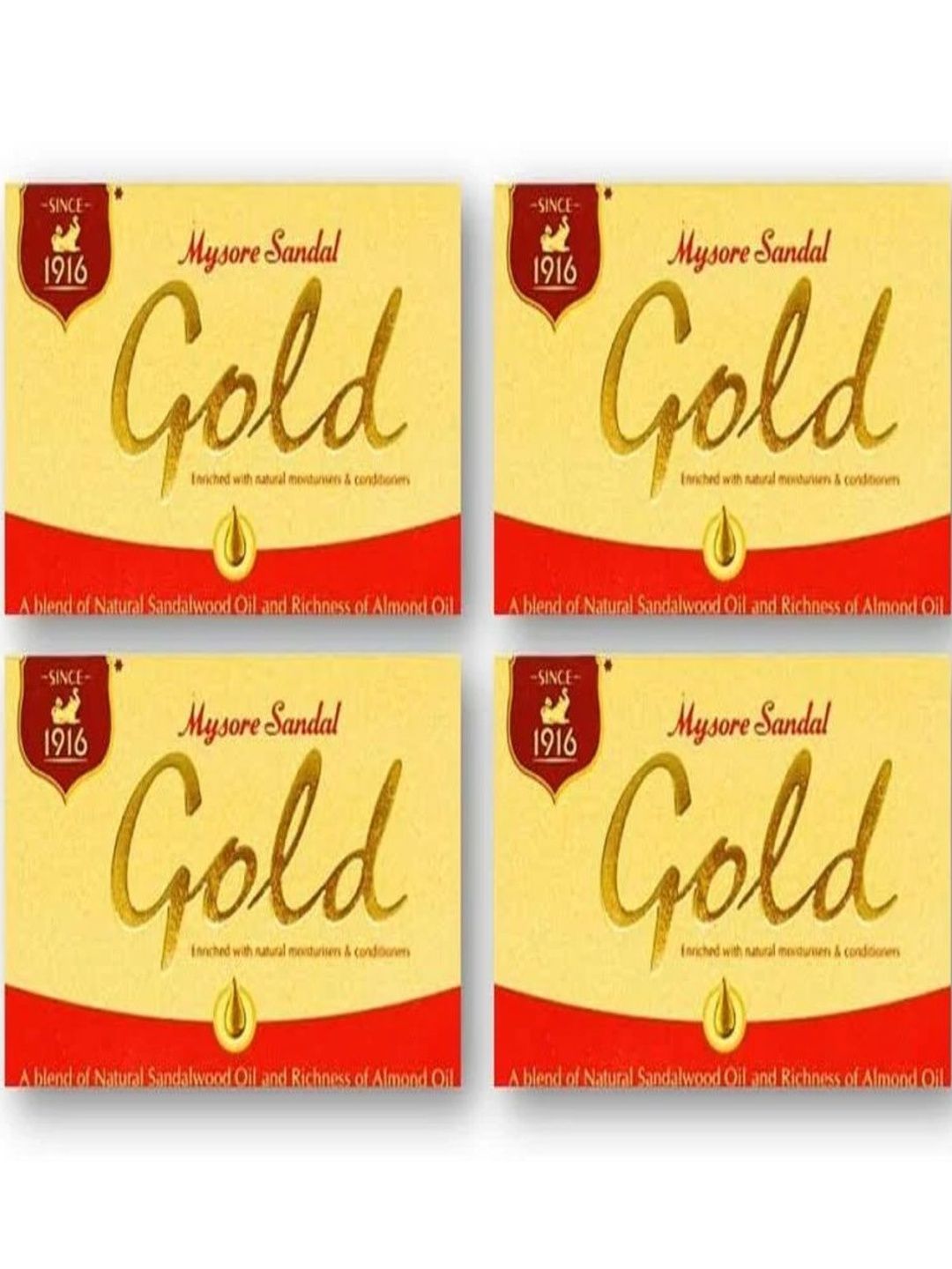 Mysore Sandal SOAP Set Of 4 Gold Soap With Almond Oil - 125 g Each-image-17