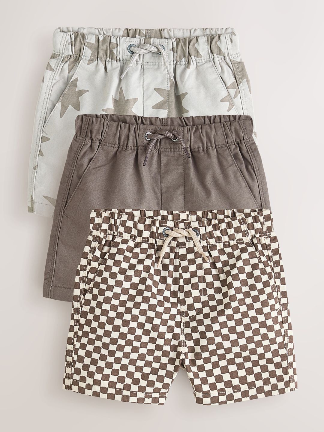 NEXT Boys Pack Of 3 Checked Pure Cotton Shorts-picture-32