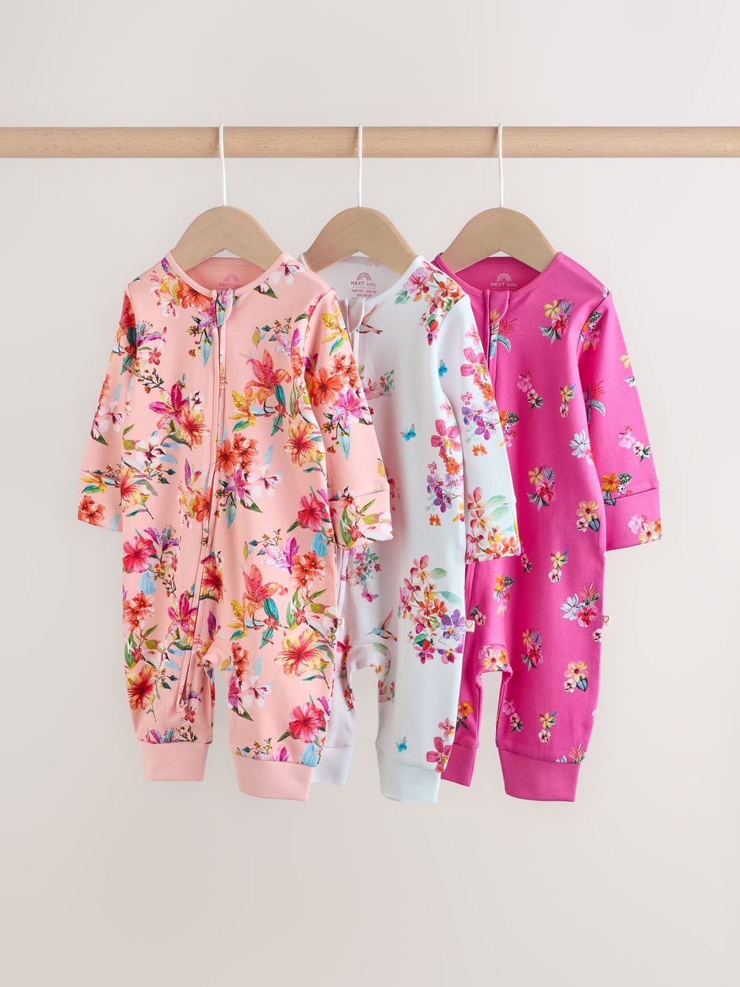 NEXT Girls Pack of 3 Printed Sleepsuit-picture-11