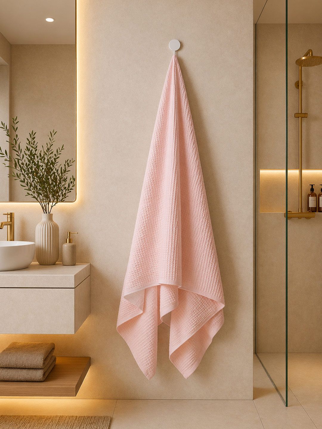 Portico New York Signature Pink & Peach-Coloured 1 Cotton 380 GSM Bath Towel-picture-36