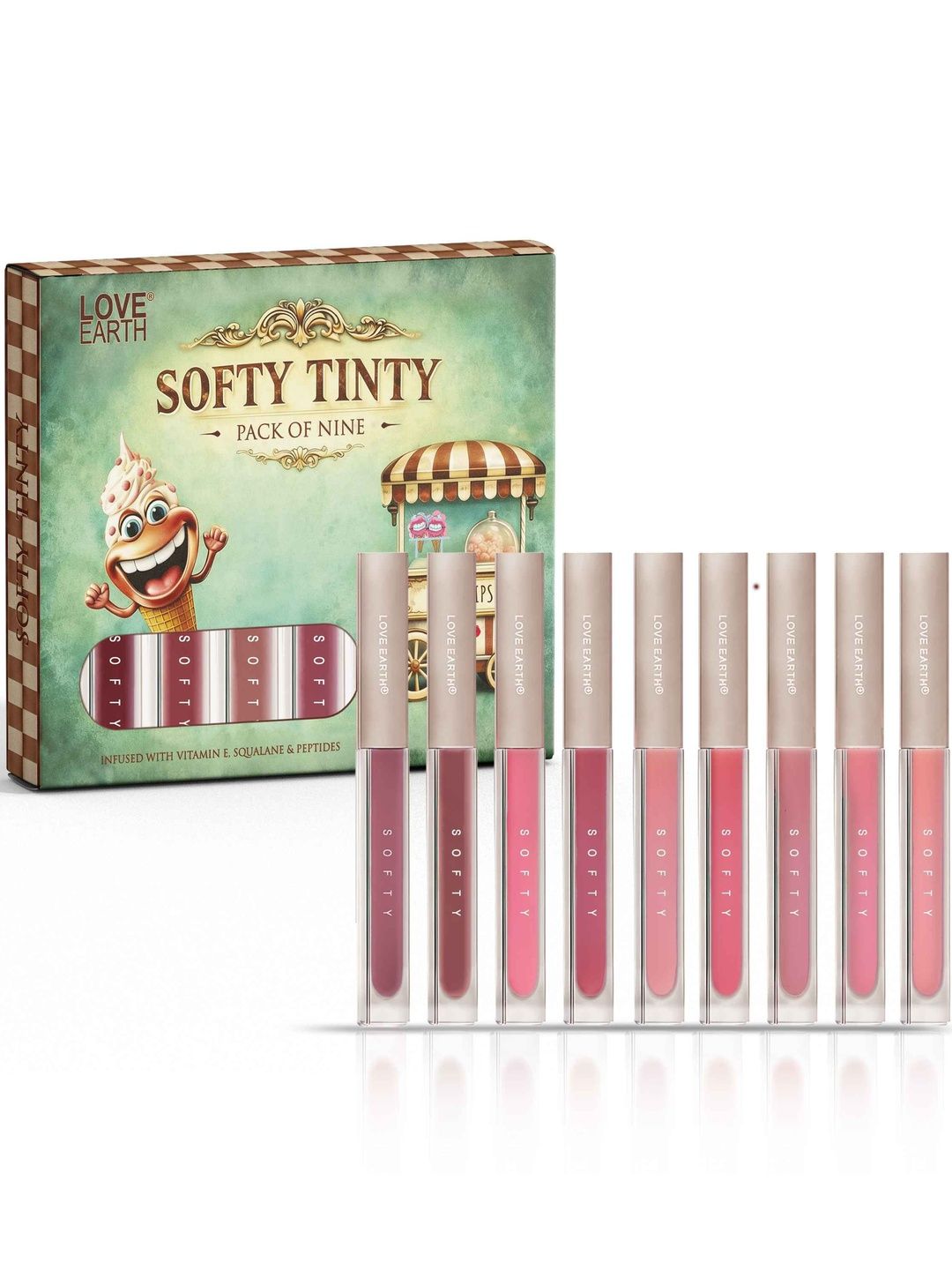 LOVE EARTH Set Of 9 Softy Tinty Lipstick - 2 ml Each-image-27