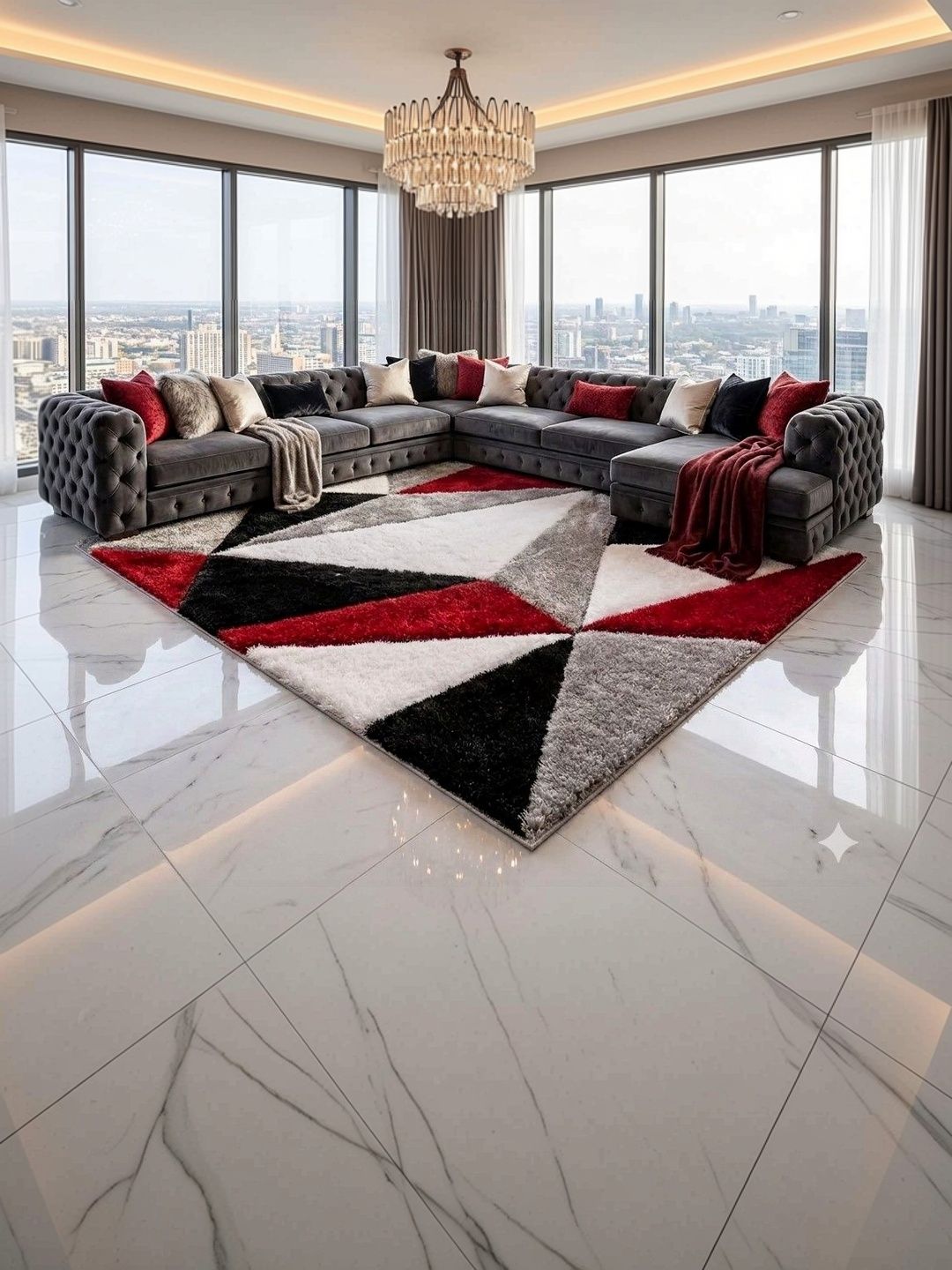 ZAMZAM CARPET Multicoloured Shaggy Polyester Carpet-picture-14