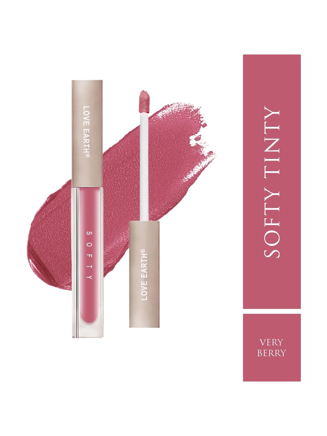 LOVE EARTH Softy Tinty Lipstick With Vitamin E & Squalane - 2 ml - Warm Light Red Pink