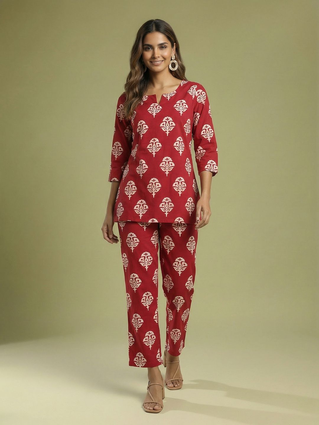 Anouk Ethnic Motifs Printed Regular Kurti with Pyjamas-picture-56