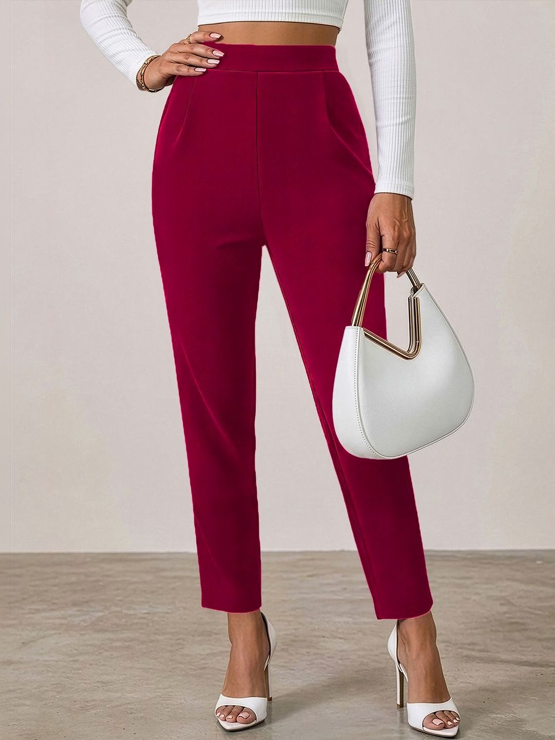 Maheshvi Women Straight Fit High-Rise Trousers-image-44