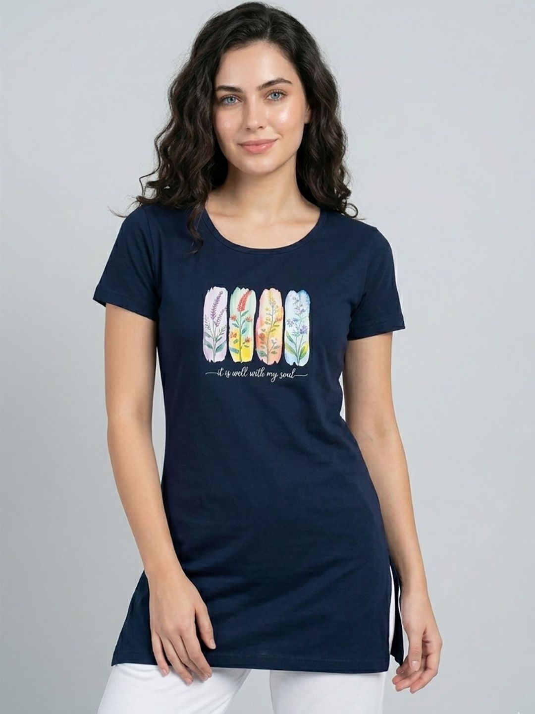 VERO AMORE Printed Round Neck Lounge Tshirts-picture-37