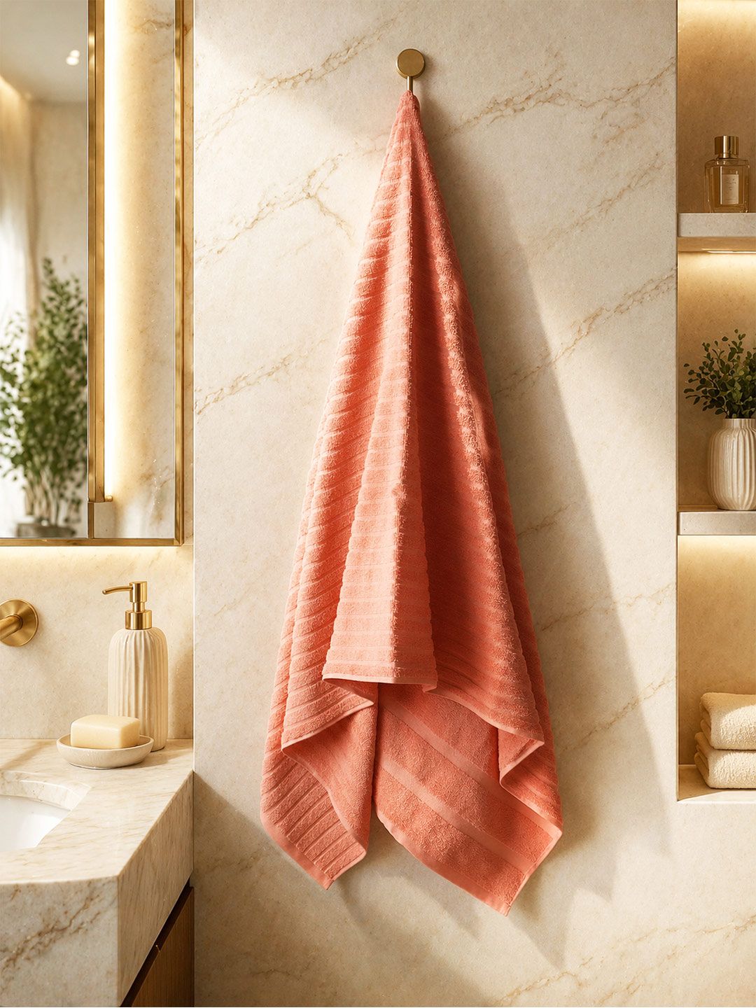 Portico New York Signature Pink & Peach-Coloured 1 Cotton 500 GSM Bath Towel-picture-30