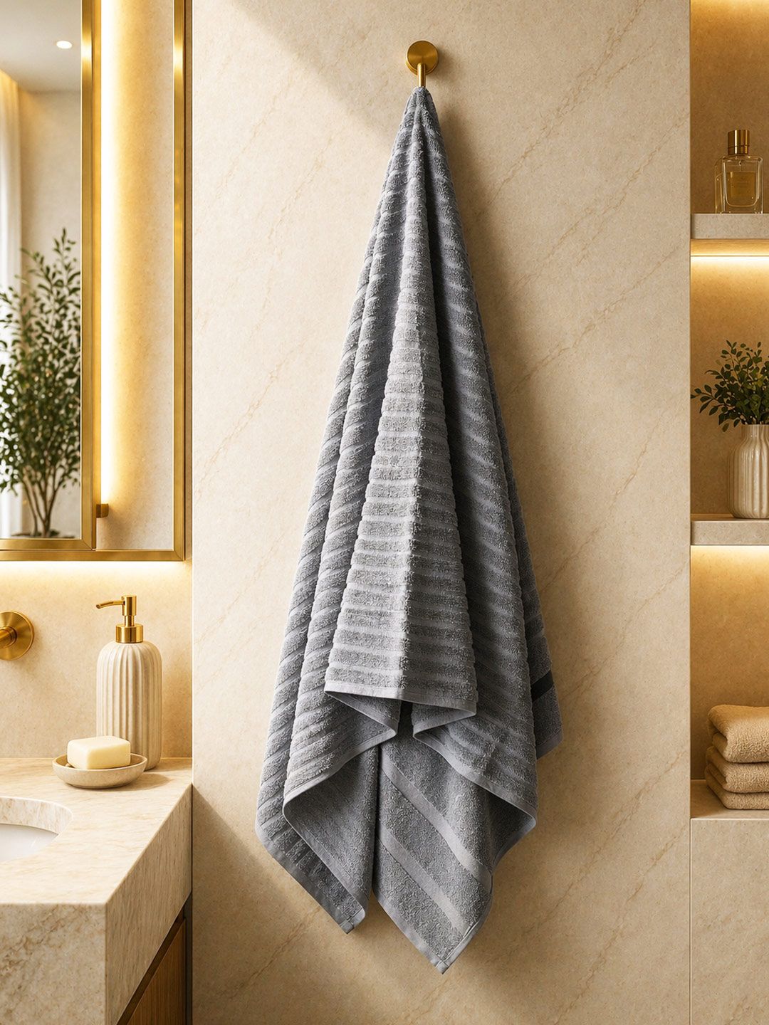 Portico New York Signature Grey & Grey 1 Cotton 500 GSM Bath Towel-picture-56