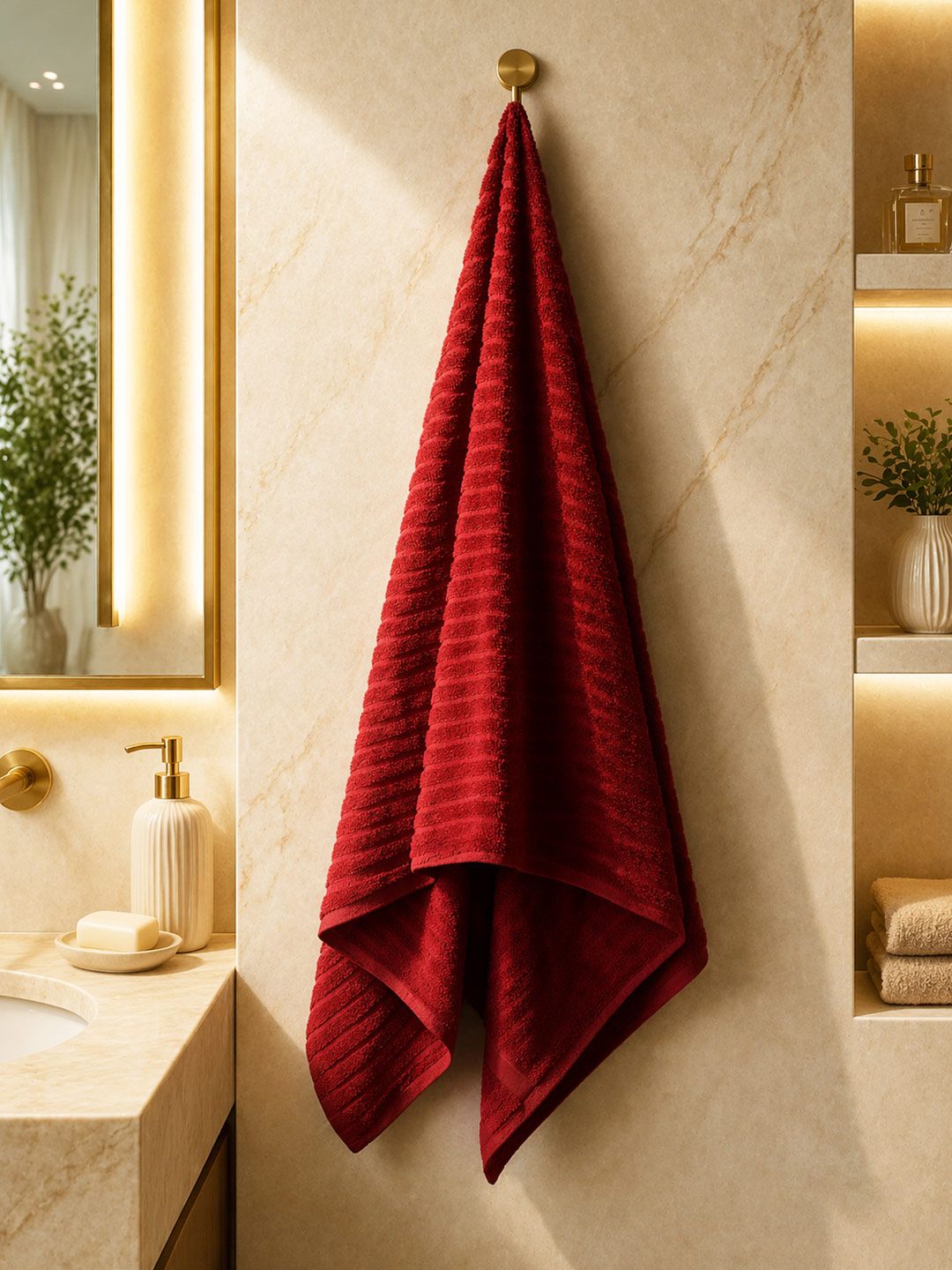 Portico New York Signature Maroon & Red 1 Cotton 500 GSM Bath Towel-picture-28