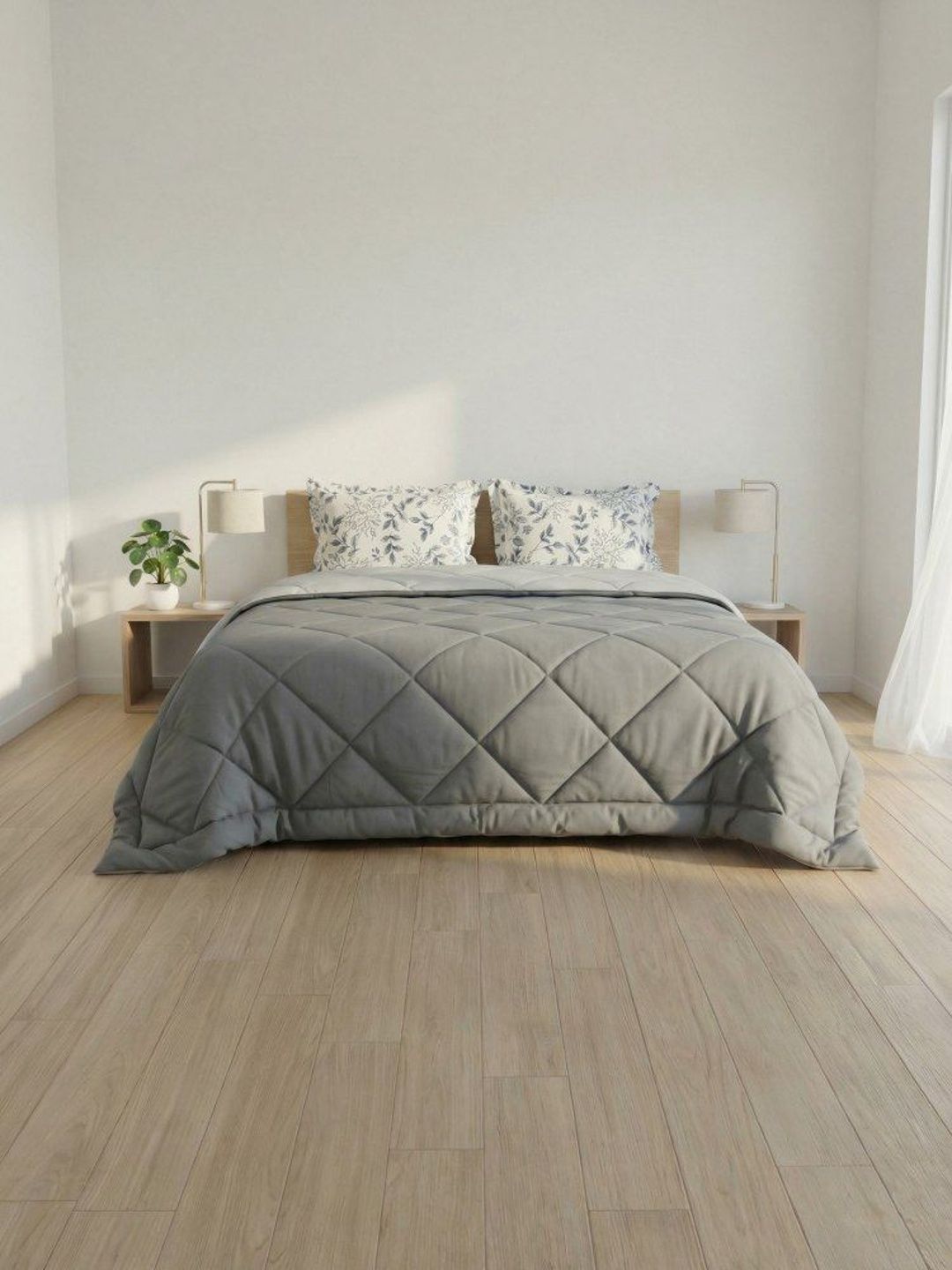 MAFATLAL Grey Microfiber AC Room 150 GSM Comforter-image-20