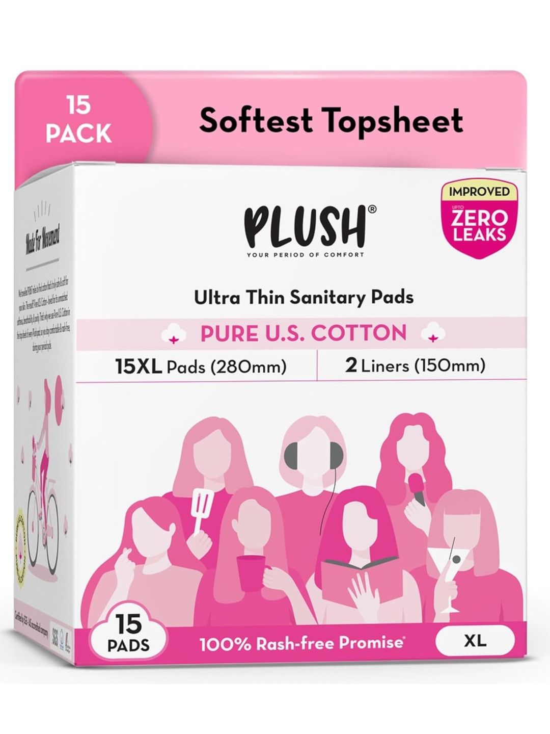 Plush 100% Pure & Cotton Sanitary Napkin- 15-L & 2 Panty Liner-image-27