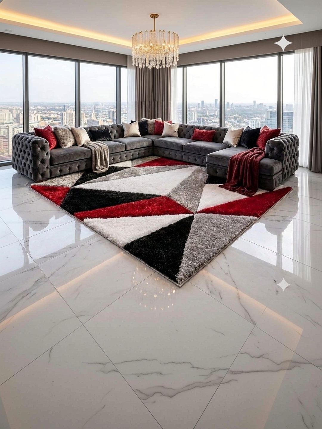 ZAMZAM CARPET Multicoloured Shaggy Polyester Carpet-image-45