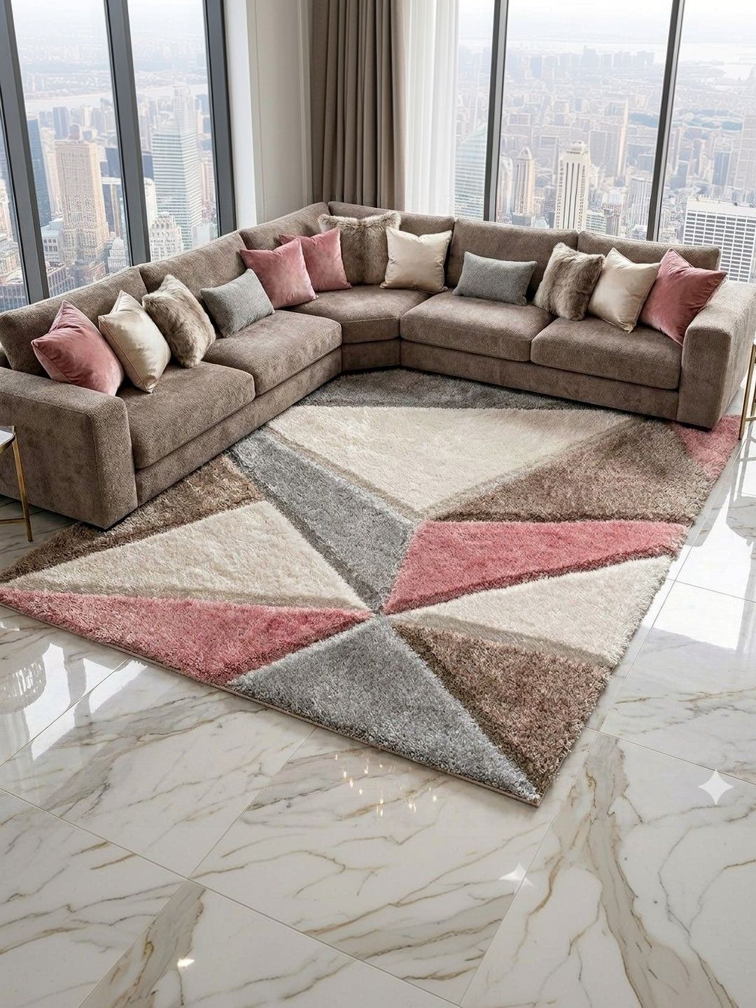 ZAMZAM CARPET Pink Shaggy Polyester Carpet-image-20