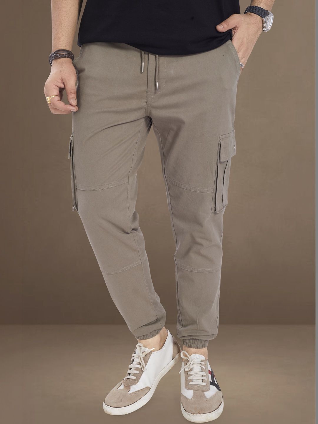R.Code by The Roadster Life Co. Men Relaxed Straight Leg Easy Wash Cargos Trousers-picture-17