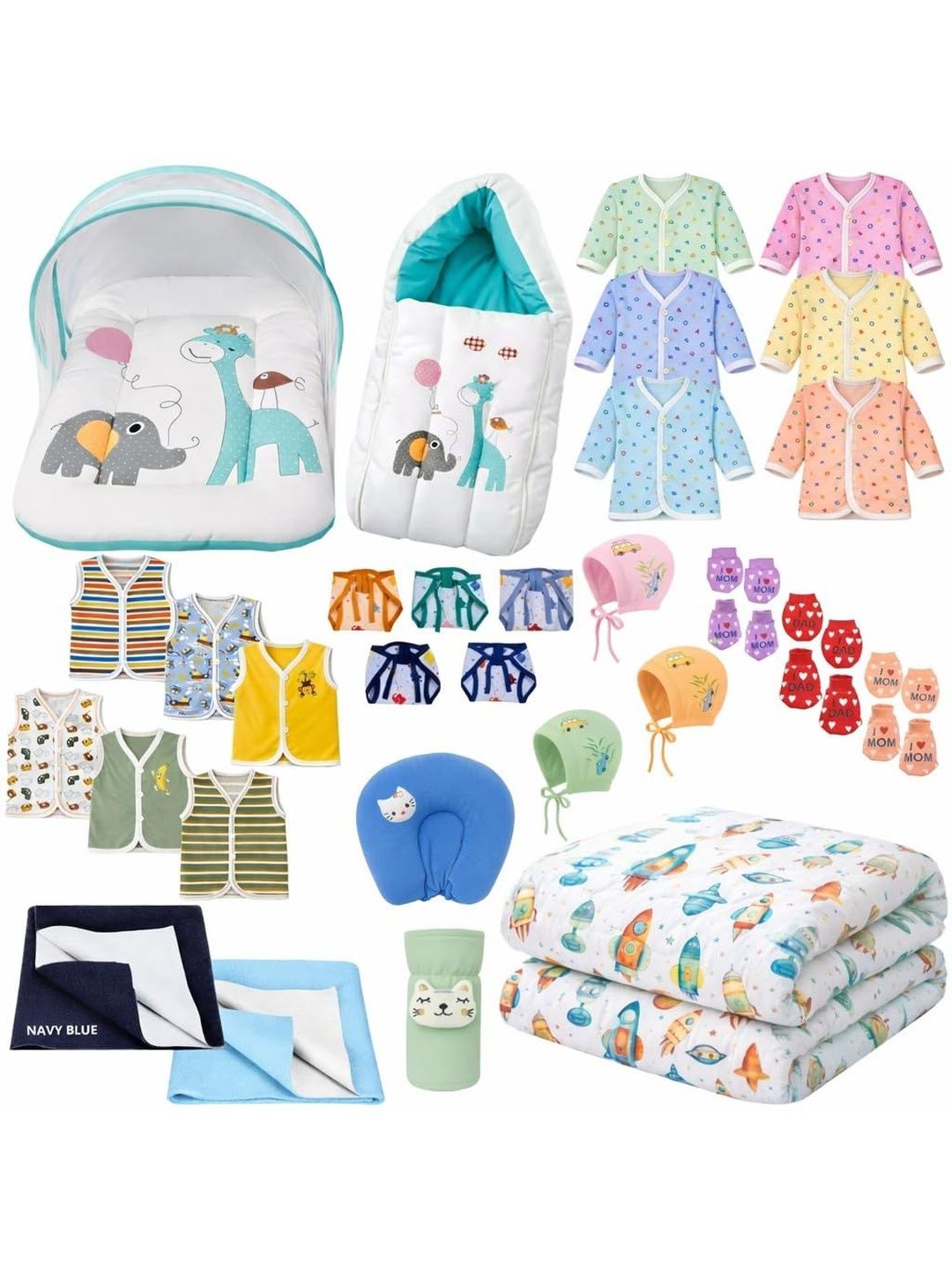 Toddylon Infants Set Of 33 Pure Cotton Baby Apparel Gift Set-picture-11