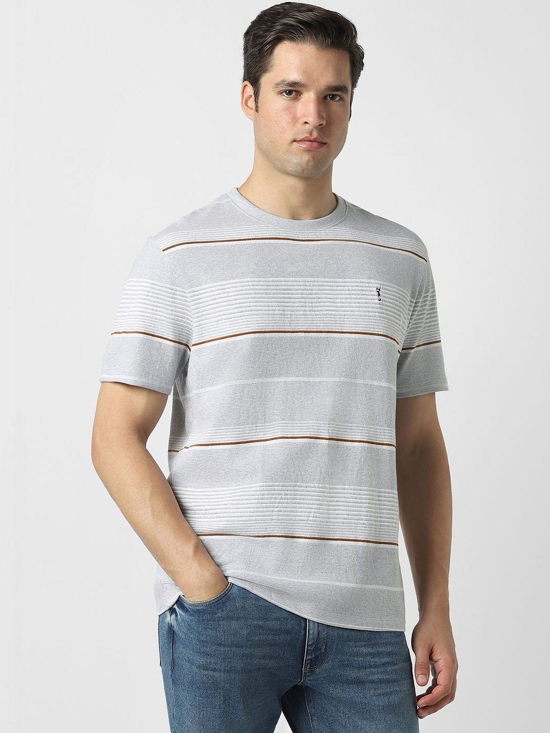 Peter England Casuals Men Striped T-shirt-picture-20