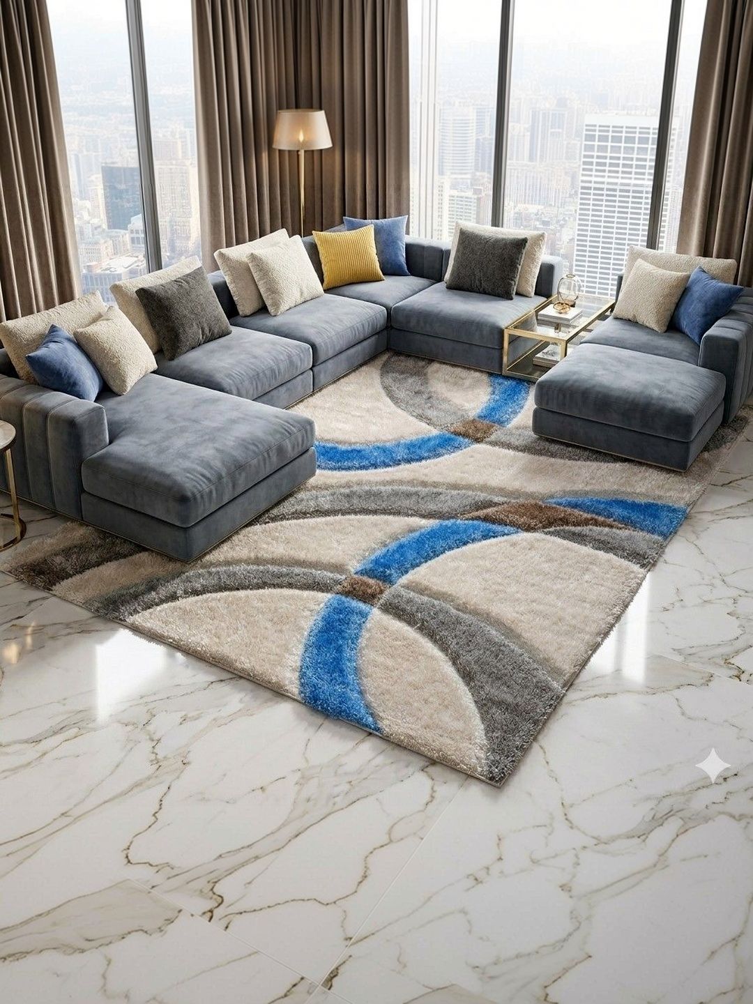 ZAMZAM CARPET Multicoloured Shaggy Polyester Carpet-image-46