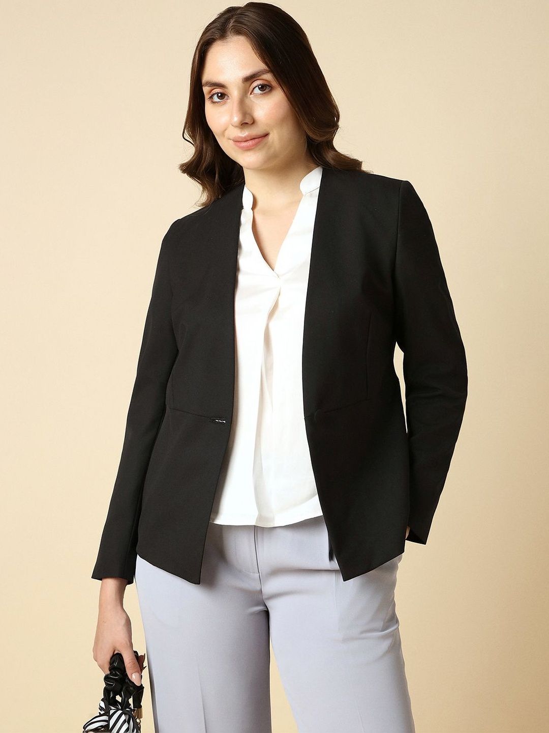Allen Solly Woman Notched Lapel Single-Breasted Formal Blazer-picture-33