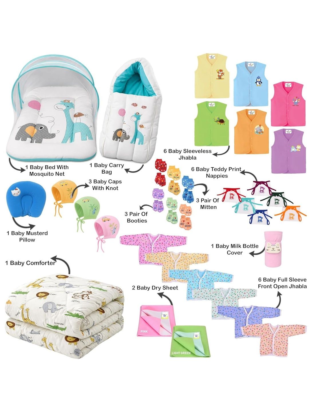 Toddylon Infants Set Of 40 Pure Cotton Baby Apparel Gift Set-picture-23