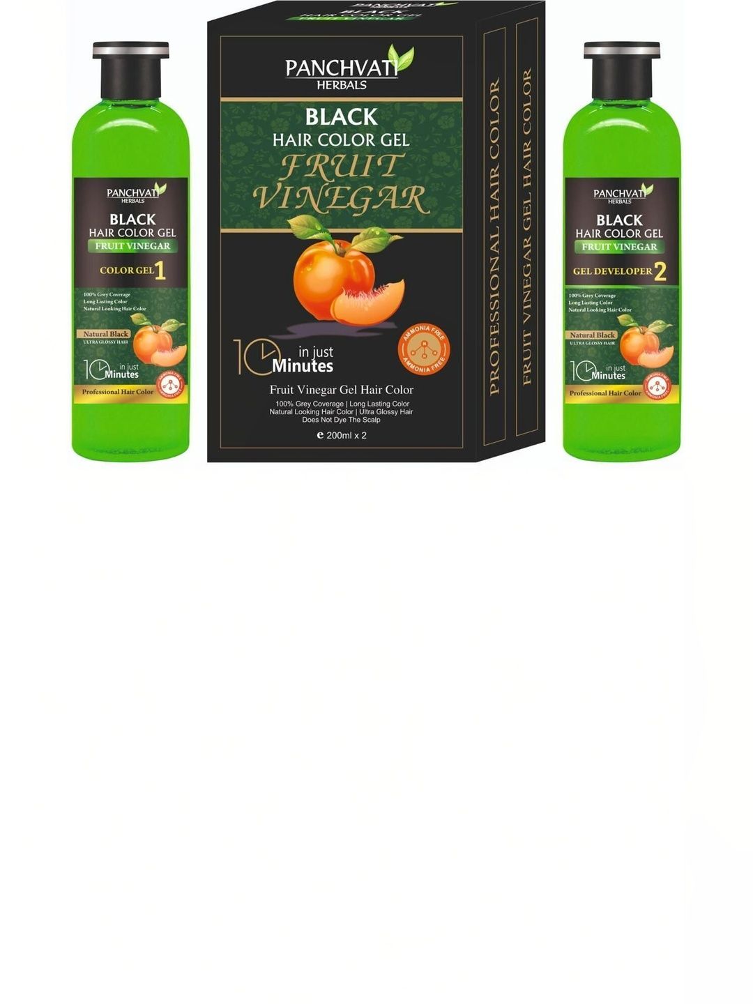 panchvati Set Of 2 Fruit Vinegar Gel Hair Color - 200 ml Each - Natural Black-picture-40
