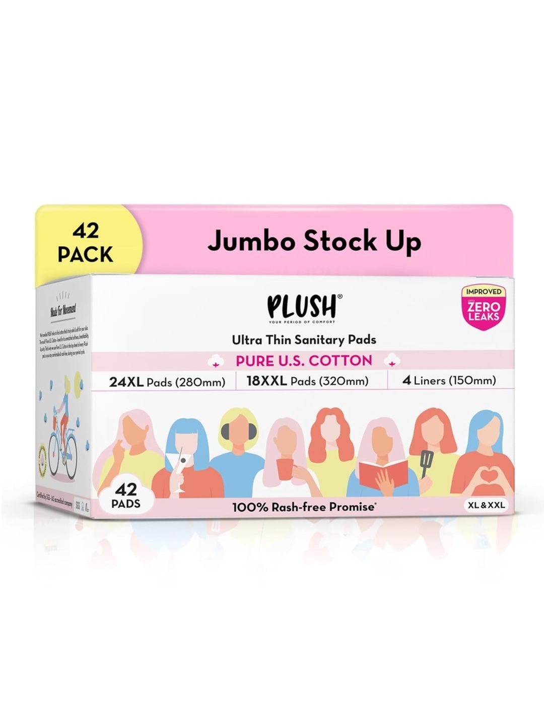 Plush Leakproof Cotton Sanitary Pads- 24 Large Pads- 18 Extra Large Pad- 4 Panty Liner-image-26