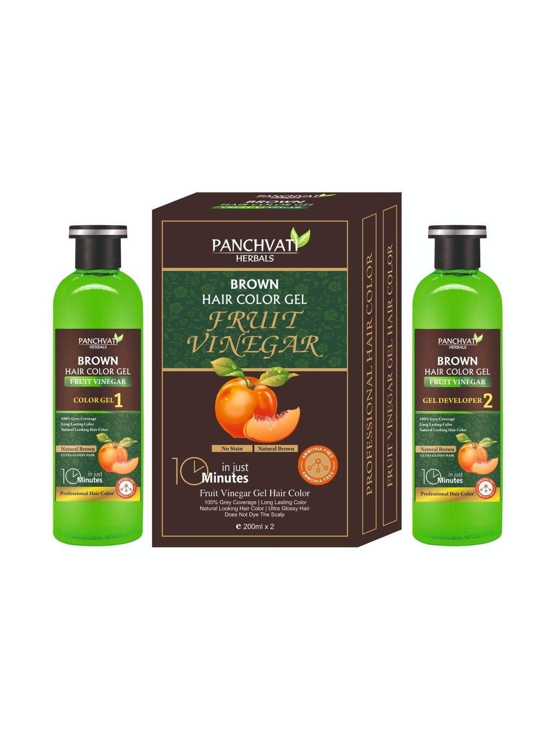 panchvati Set Of 2 Fruit Vinegar Hair Color Gel - 200 ml Each - Brown-picture-13