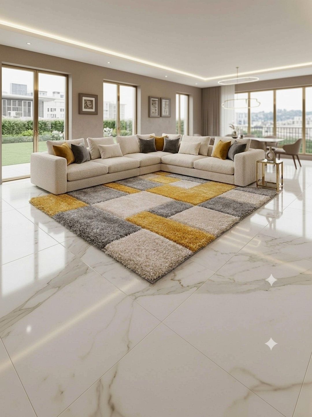 ZAMZAM CARPET Yellow Shaggy Polyester Carpet-image-24