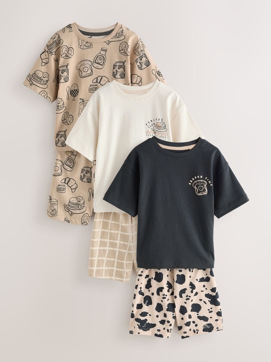 NEXT Girls Pack Of 3 Conversational Printed Pure Cotton Night suit-picture-37