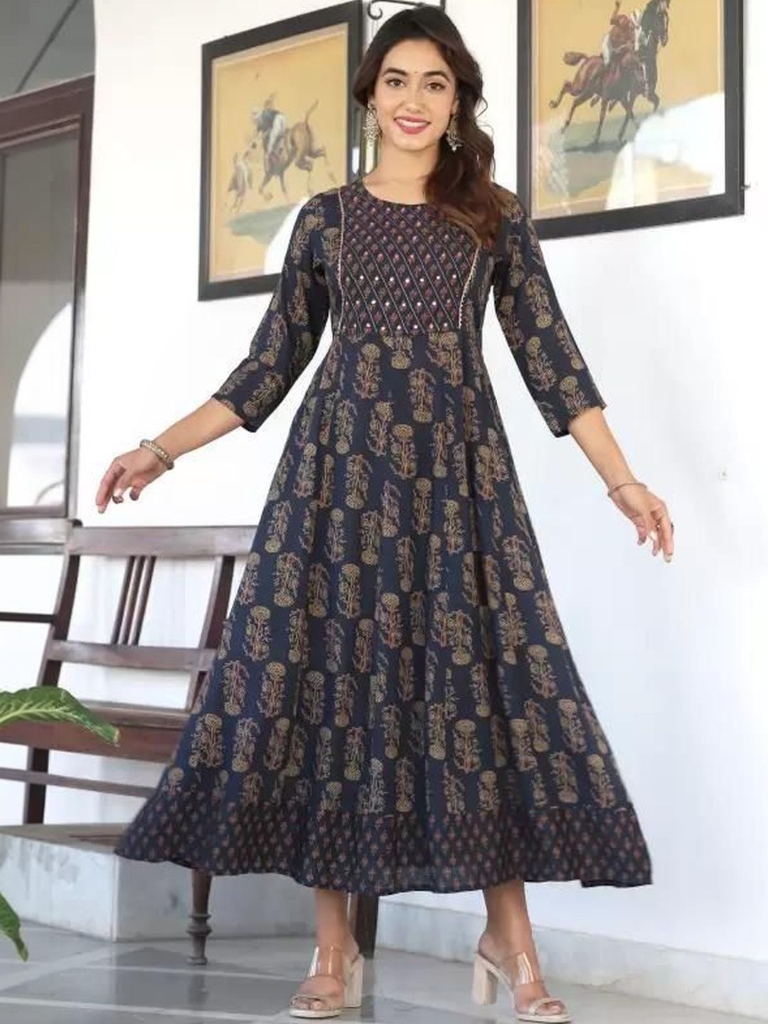 Moda Rapido Floral Printed Gotta Patti Gotta Patti Tiered Anarkali Kurti-picture-53