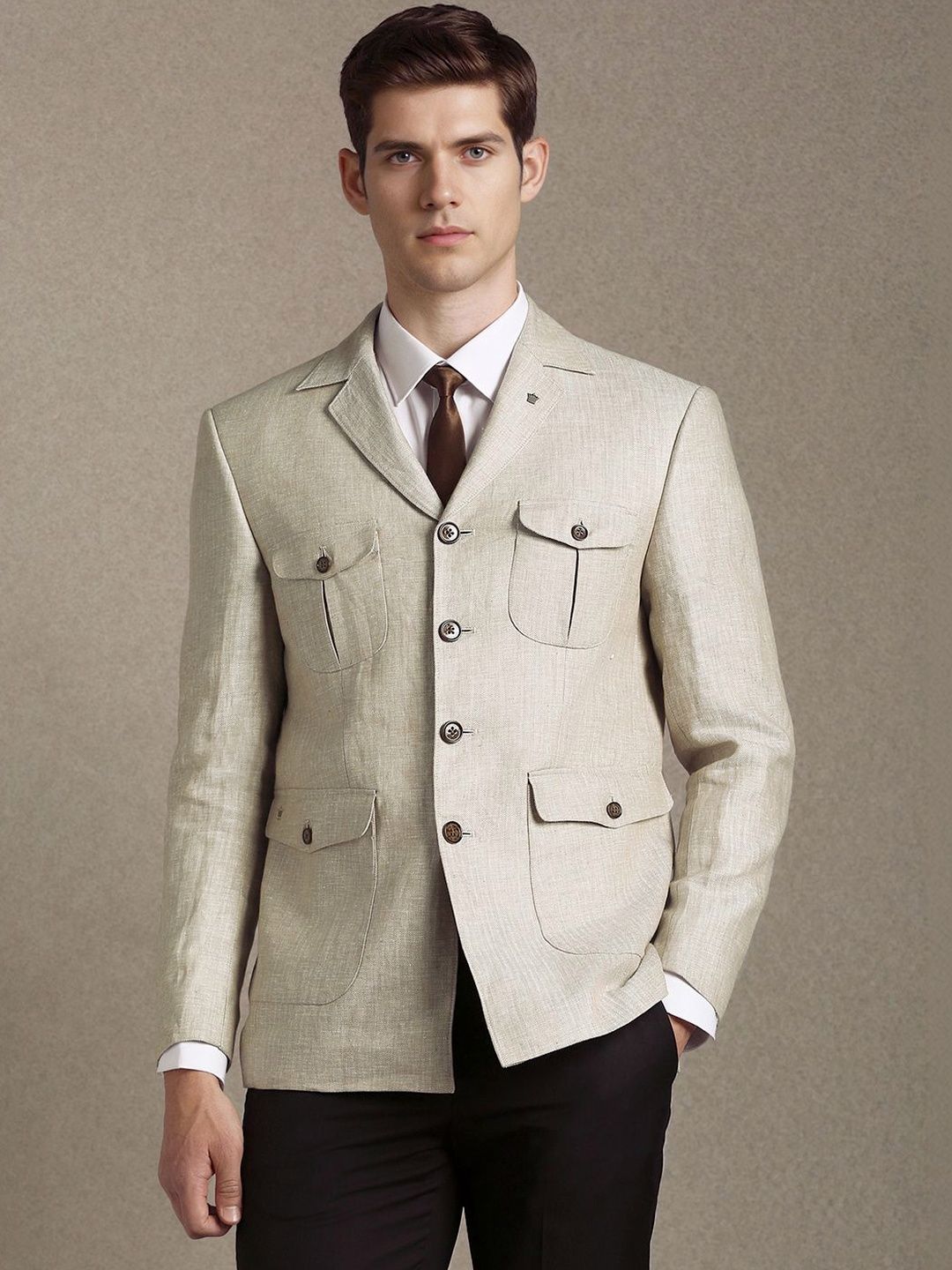 Louis Philippe Self Design Notched Lapel Single-Breasted Slim Fit Casual Blazer-picture-18