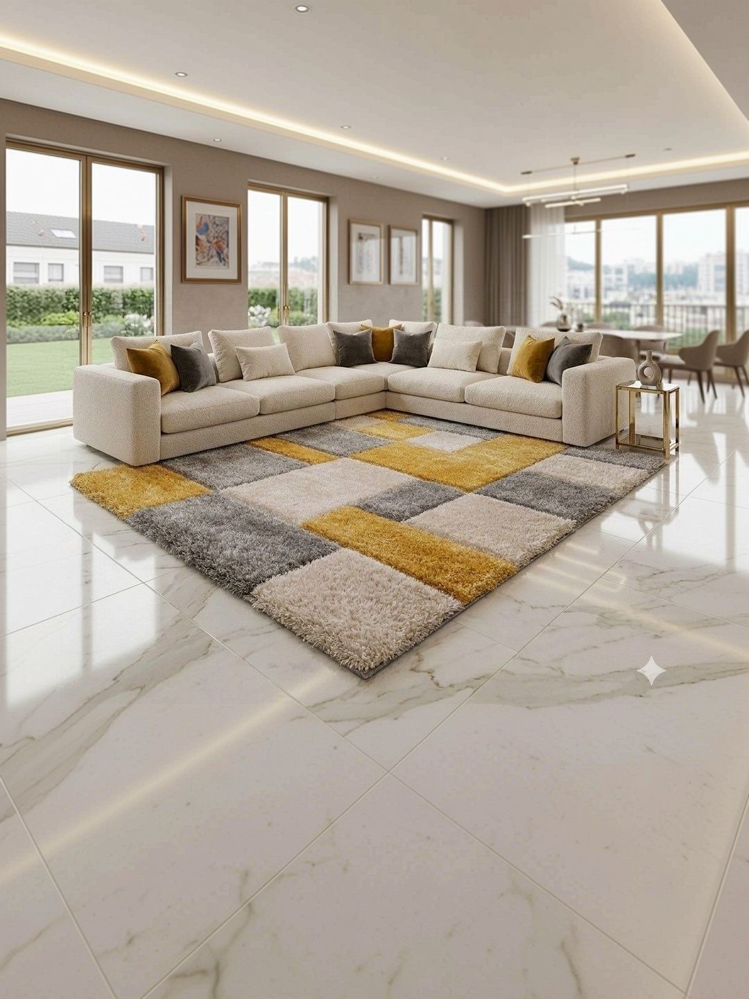 ZAMZAM CARPET Yellow Shaggy Polyester Carpet-picture-57