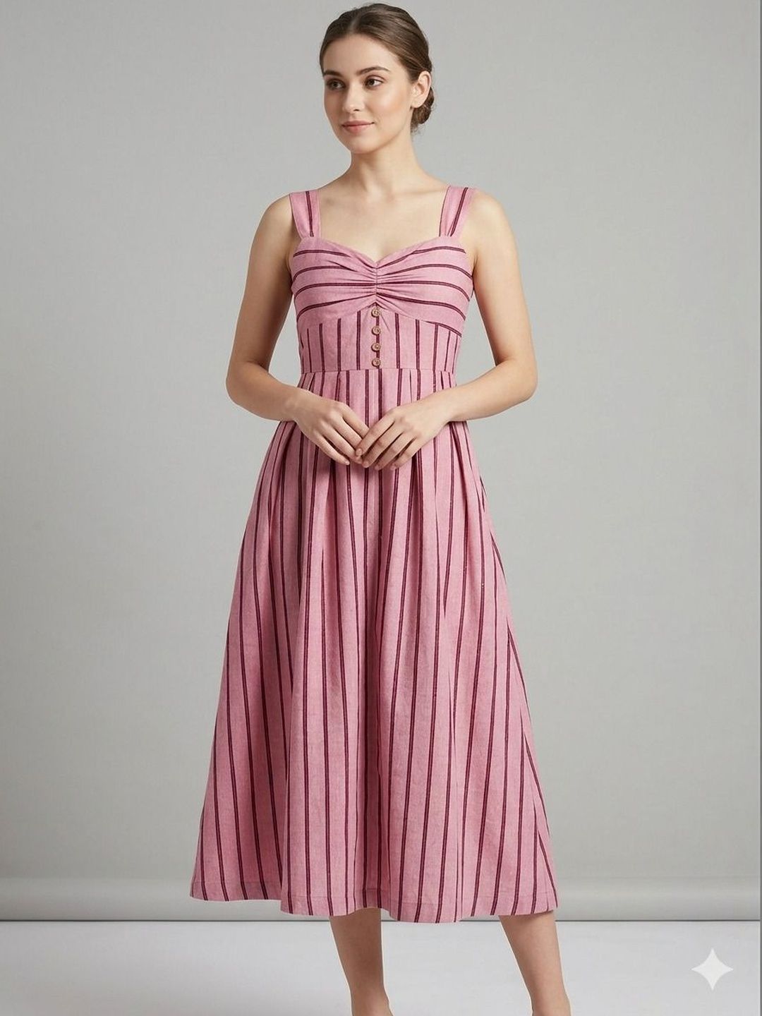 HERE&NOW Striped A-Line Midi Dress-picture-30