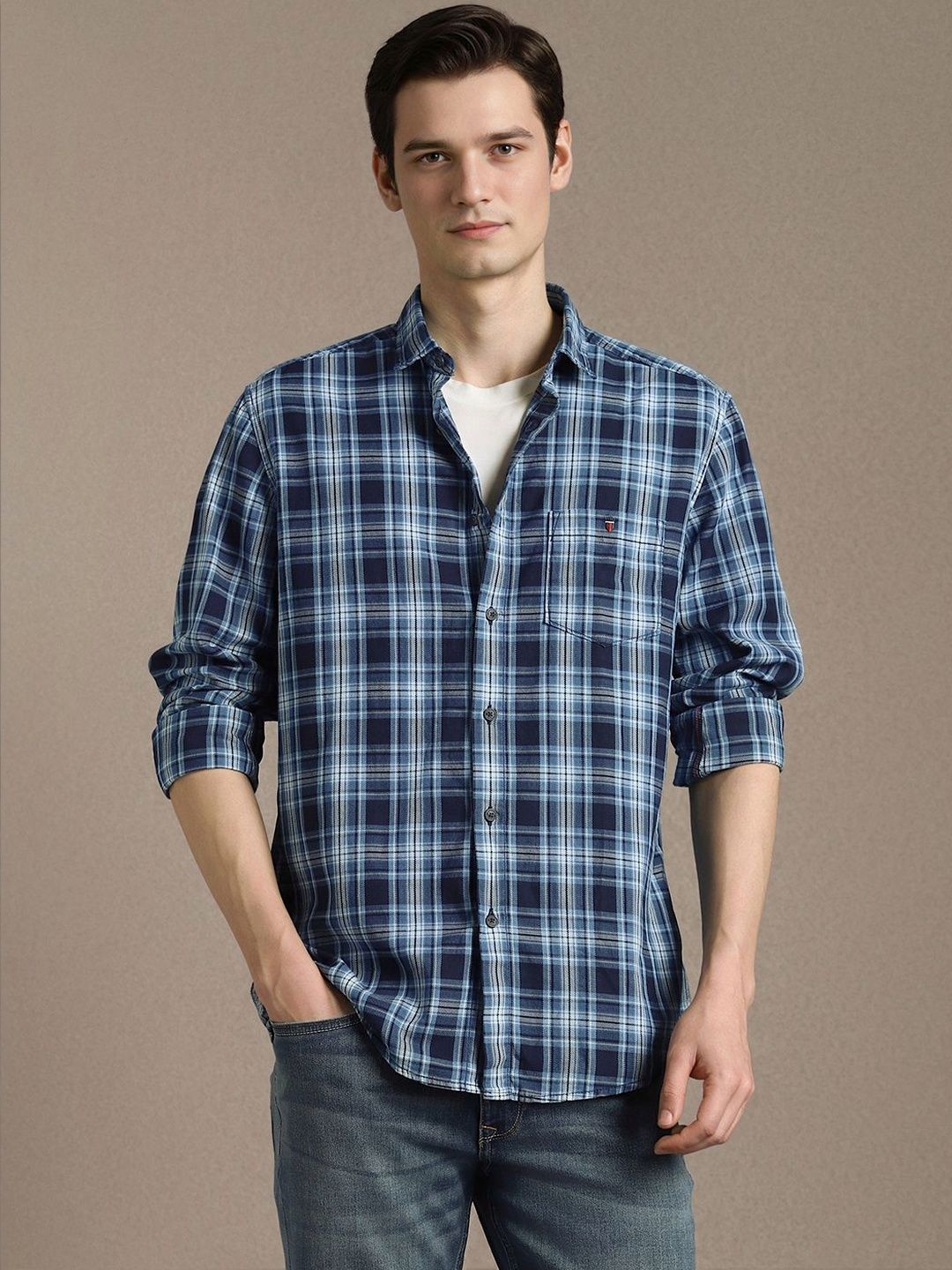 Louis Philippe Jeans Men Slim Fit Checked Casual Shirt-picture-48