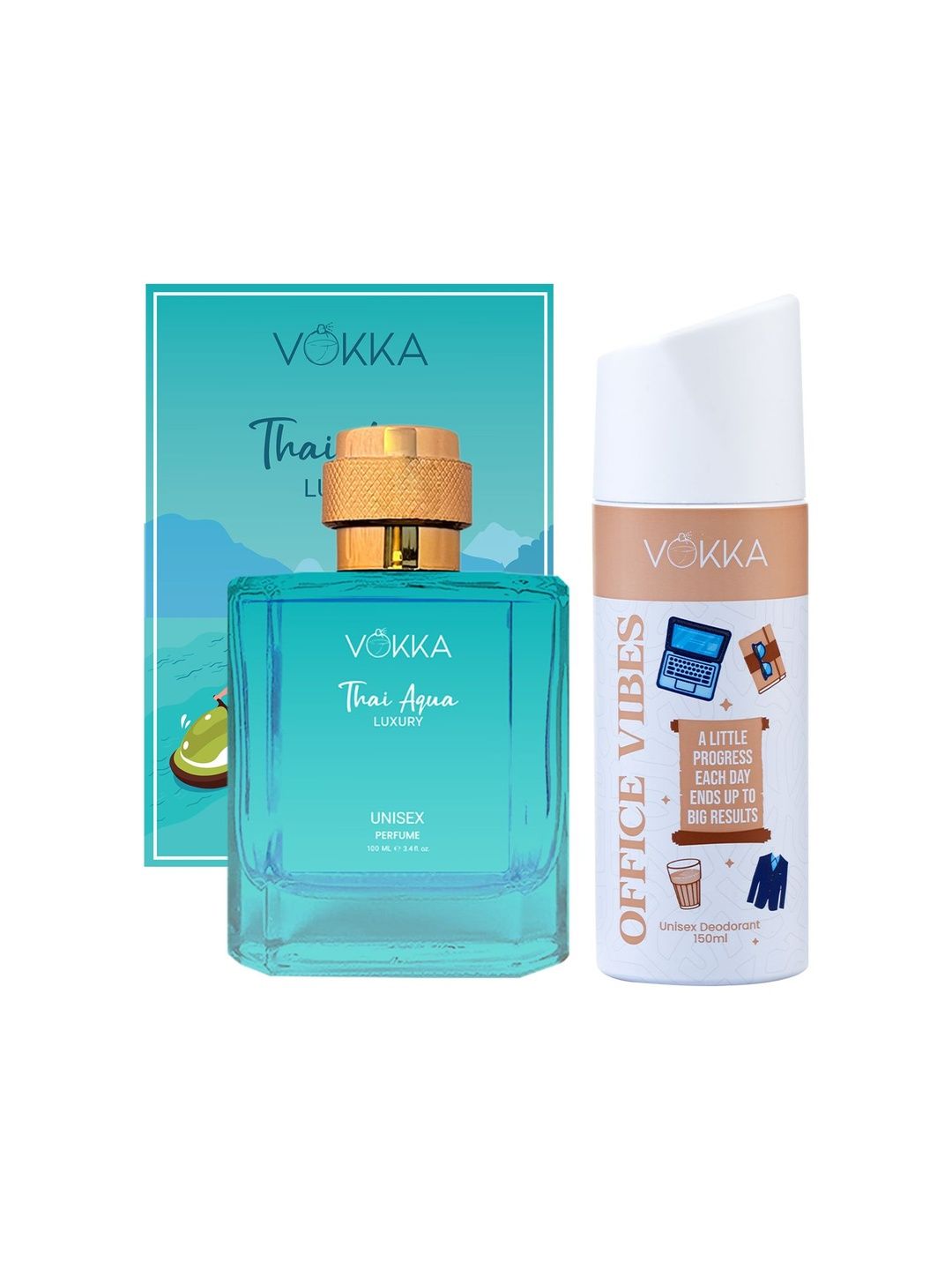 VOKKA Set Of 2 Thai Aqua Perfume - 100 ml & Office Vibes Deodorant - 150 ml-picture-12