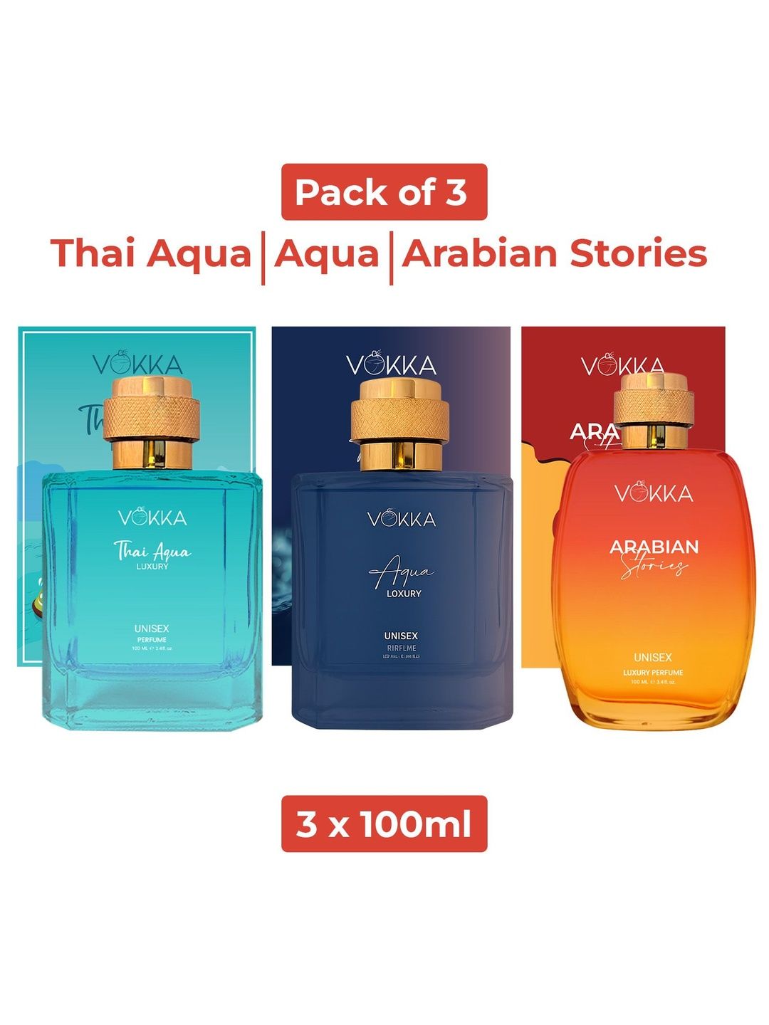 VOKKA Set Of 3 Thai Aqua Aqua & Arabian Long Lasting Eau De Parfum - 100 ml Each-image-15
