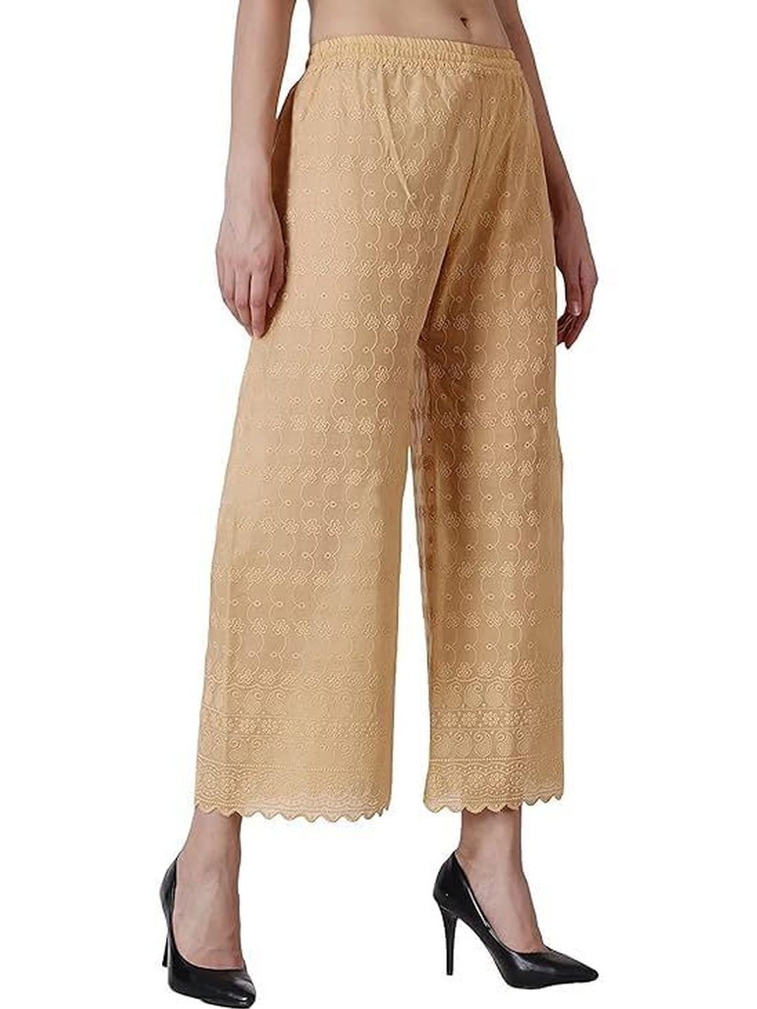 Thrifty Thread Women Ethnic Motifs Embroidered Flared Handloom Ethnic Palazzos-picture-32