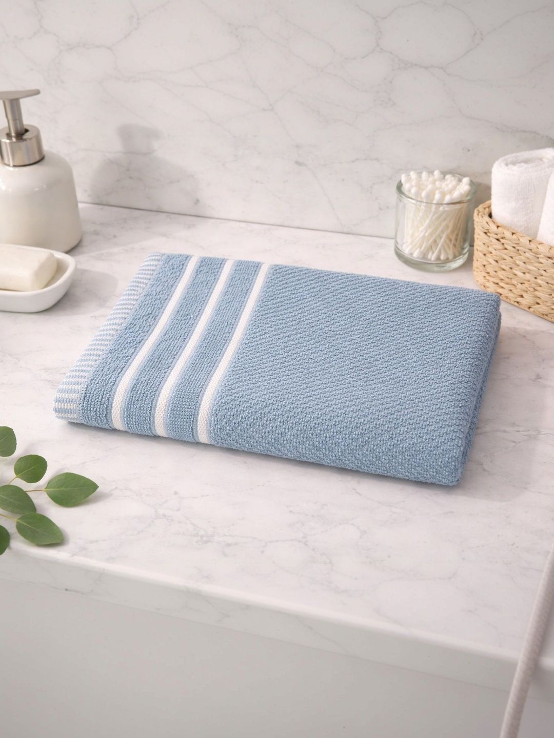 Satisfyn Blue & White Striped Cotton 450 GSM Hand Towels-image-20