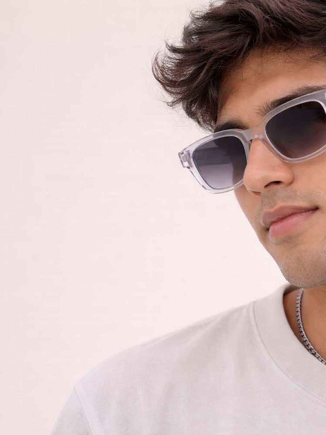 ACCENTZ Men Black Lens & White Rectangle Sunglasses with-image-43