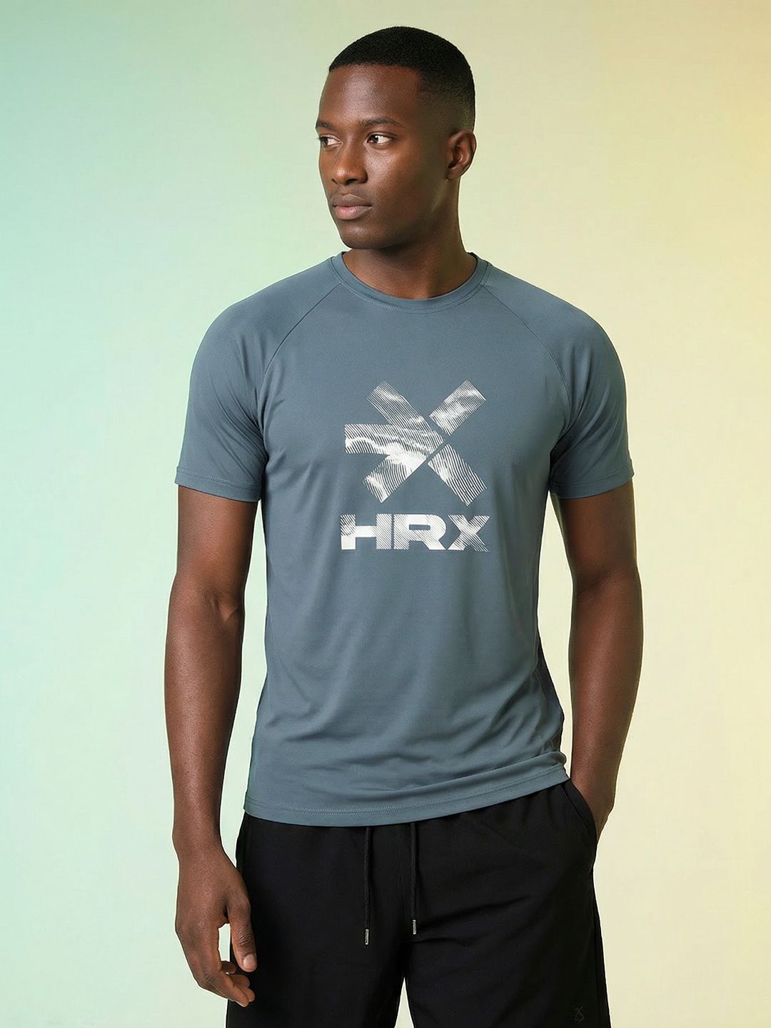HRX by Hrithik Roshan Brand Logo Printed Training or Gym T-shirt-picture-24