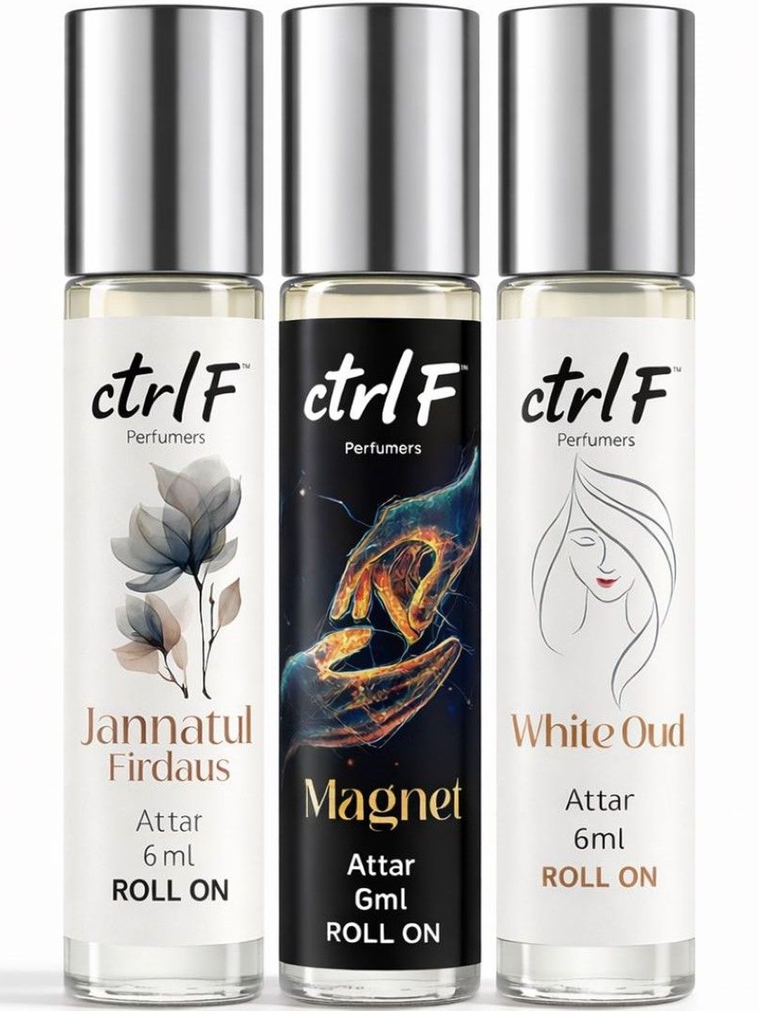 ctrl F Set Of 3 White-Oud Jannatul Firdaus & Magnet Long Lasting Attar - 6 ml Each-image-27