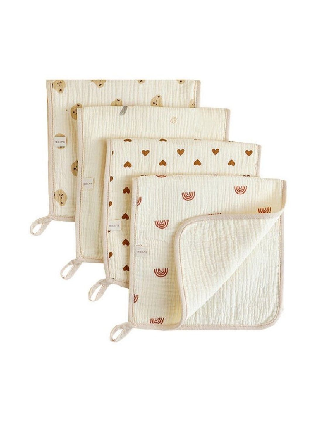 Teri Beri Unisex Kids Beige Organic Cotton Face Towels-image-7
