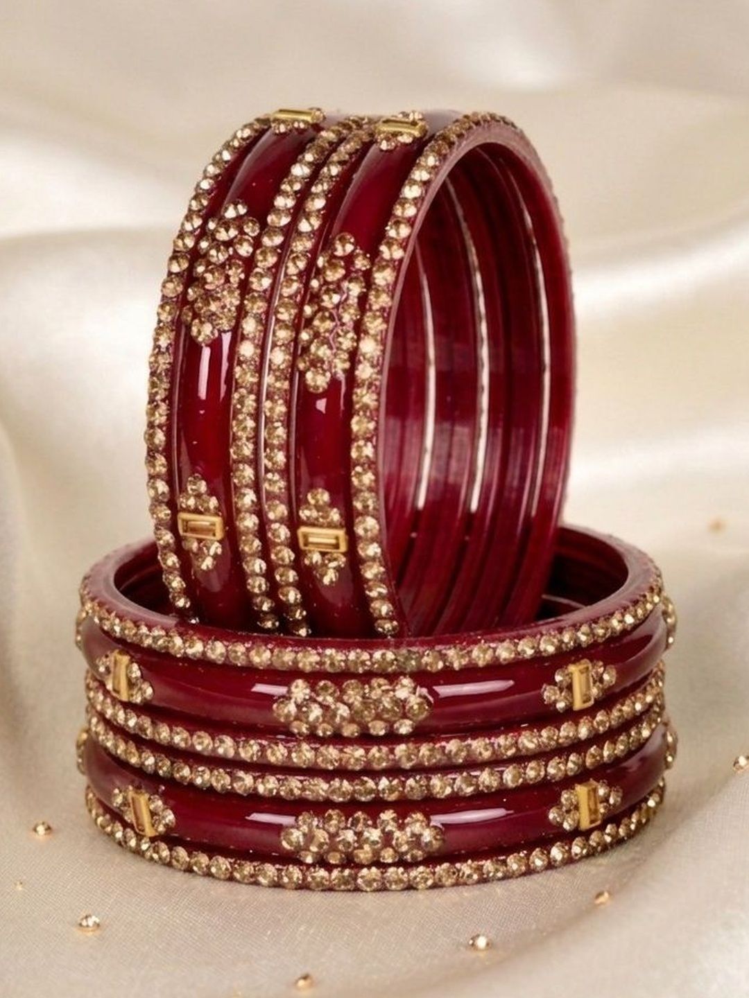 Swara Creations Stone Studded & Beaded Bangle-image-10