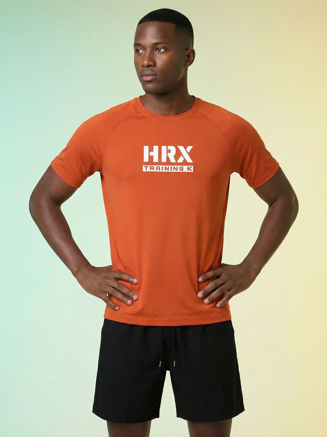 HRX by Hrithik Roshan Brand Logo Printed Rapid Dry Training or Gym T-shirt-picture-20