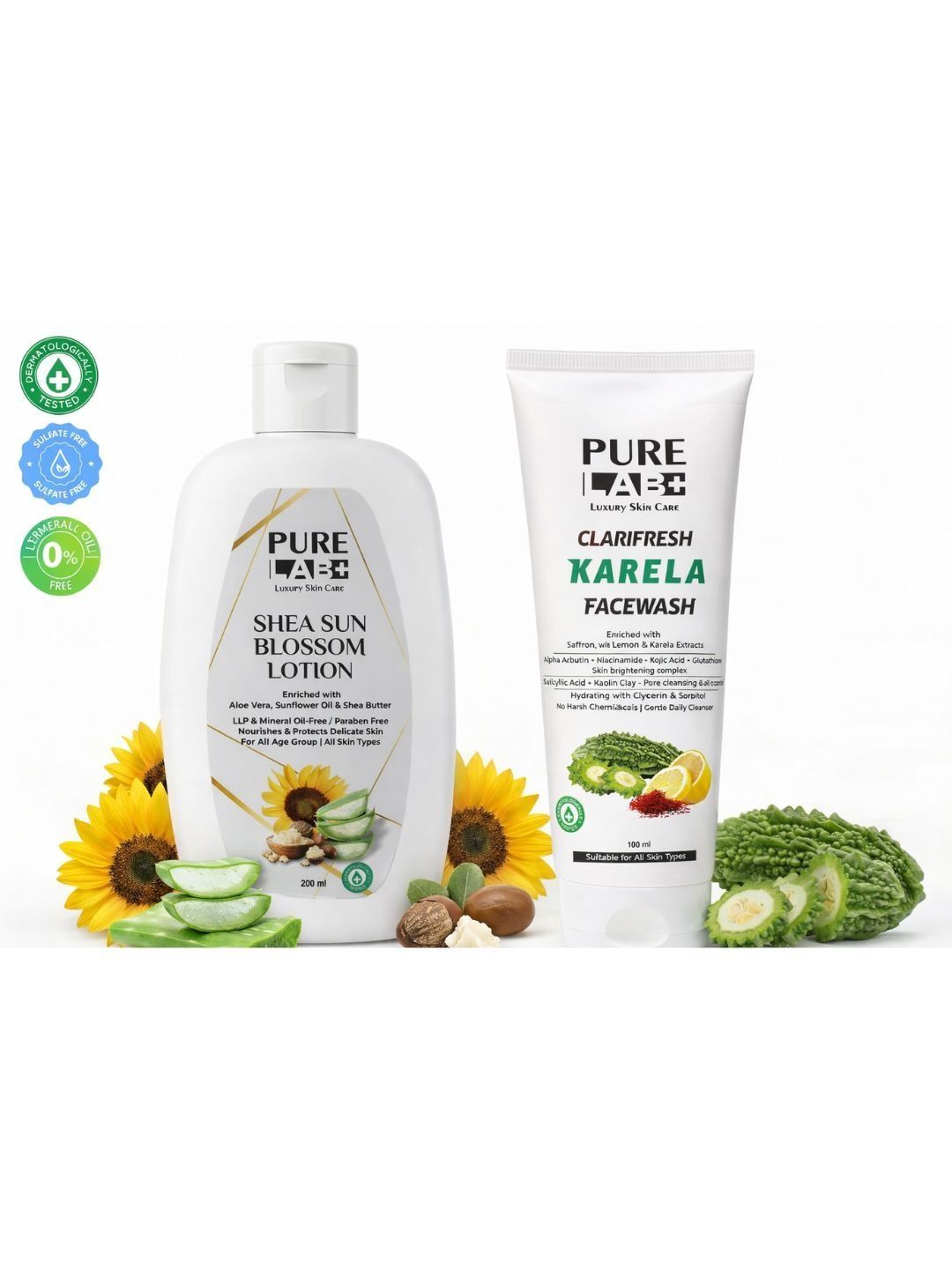 Pure Lab+ Set Of 2 Shea Sun Blossom Lotion - 200 ml With Karela Face Wash - 100 ml-image-16