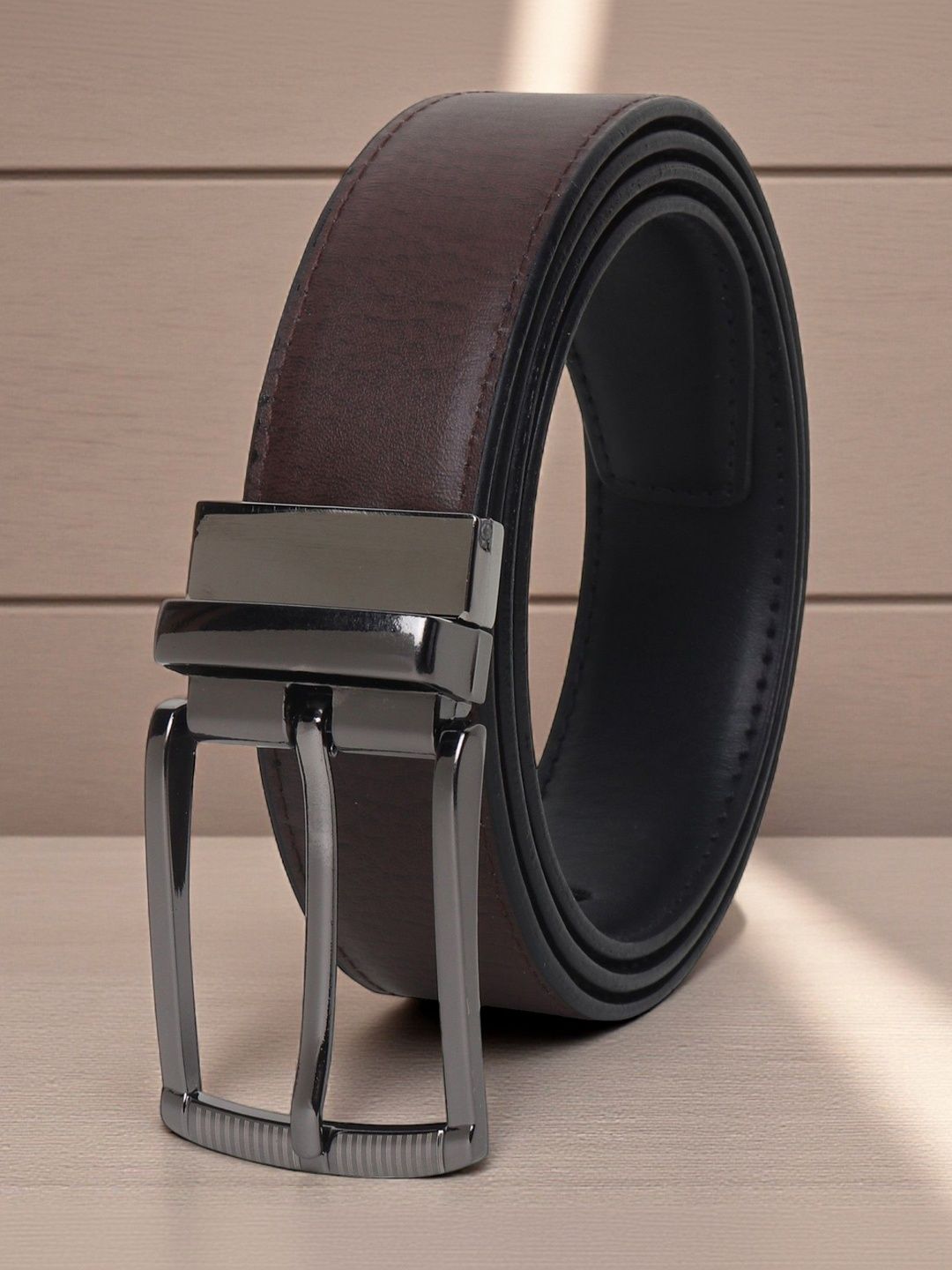 The Roadster Lifestyle Co Textured Belt With Auto lock Buckle-image-8