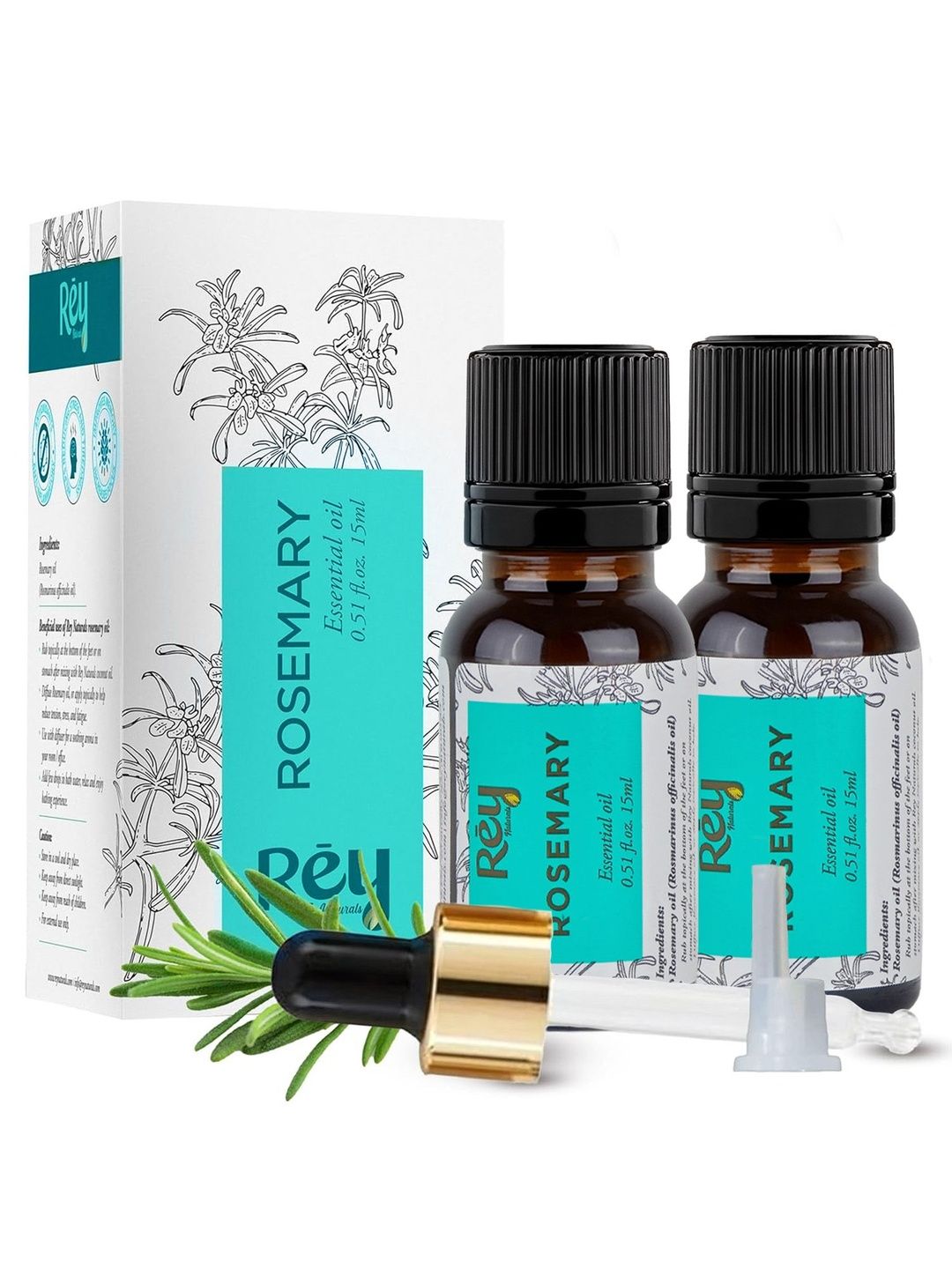 Rey Naturals Set Of 2 Rosemary Essential Oil - 15 ml Each-picture-18