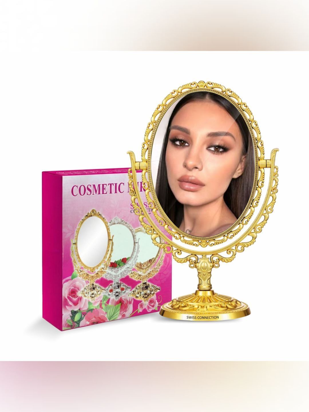 Swiss Connection White Dual-Sided Tabletop Mirror-picture-40