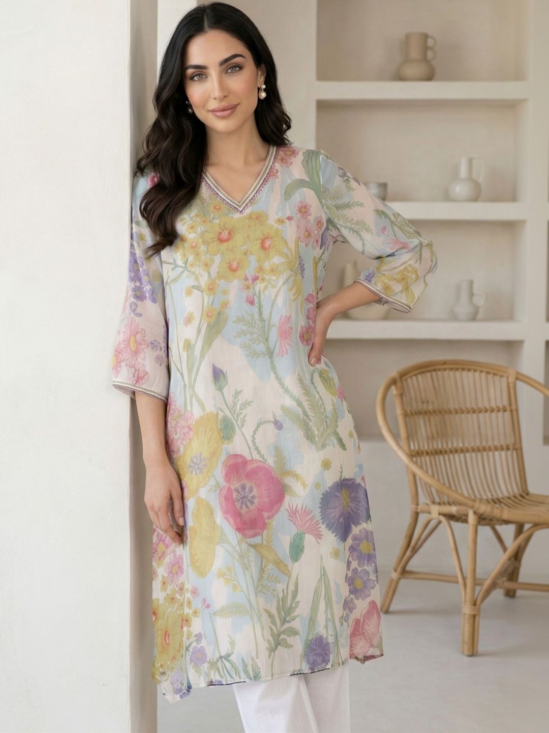 W Women Floral Printed Kurta