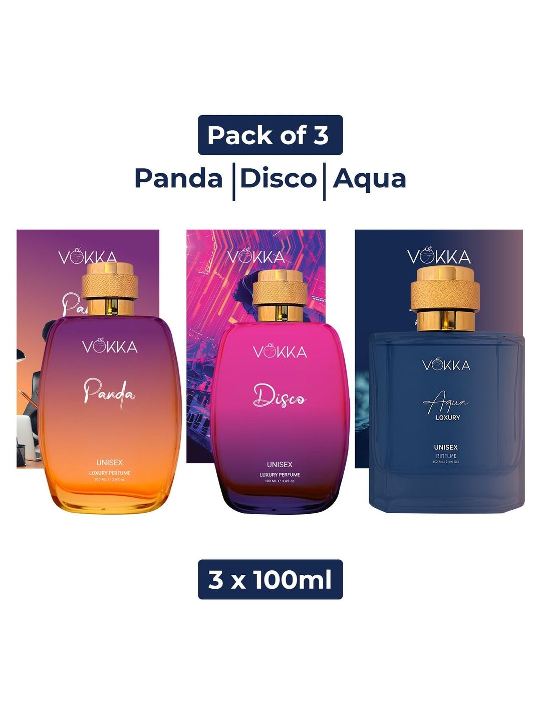 VOKKA Set Of 3 Panda Disco & Aqua Long Lasting Eau De Parfum - 100 ml Each-image-12